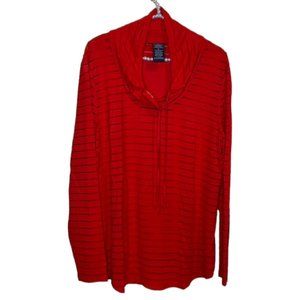 💐🌷Red Burnout Cowl Neck Long Sleeve Tunic with Tank - Chelsea & Theodore XL